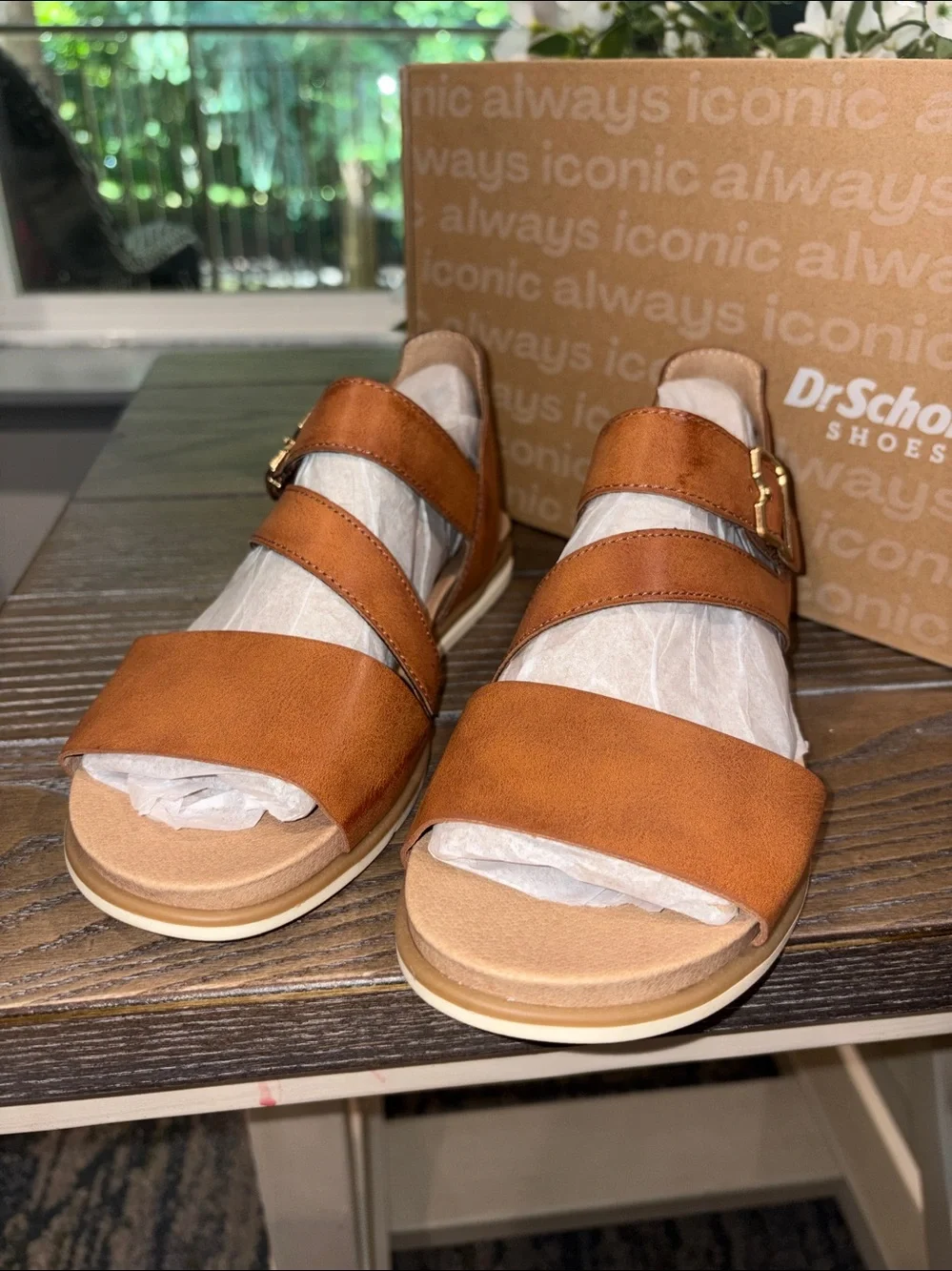 Dr. Scholl's Nicely Fun Strappy Ankle Strap Sandals Brown Tan Size 6 NIB / NWT